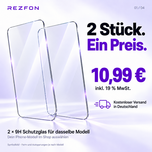 9H Schutzglas 2er-Pack für iPhone 17 Serie & iPhone Air