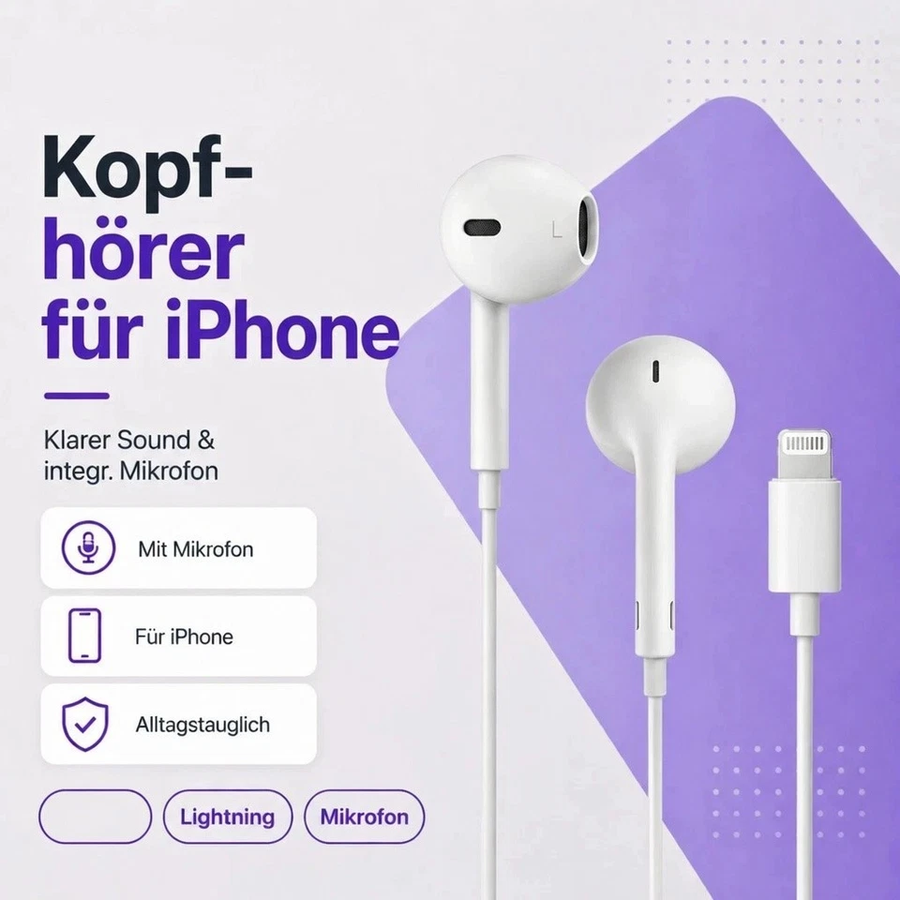 Lightning Kopfhörer mit Mikrofon für iPhone X 11 12 13 14 Serie