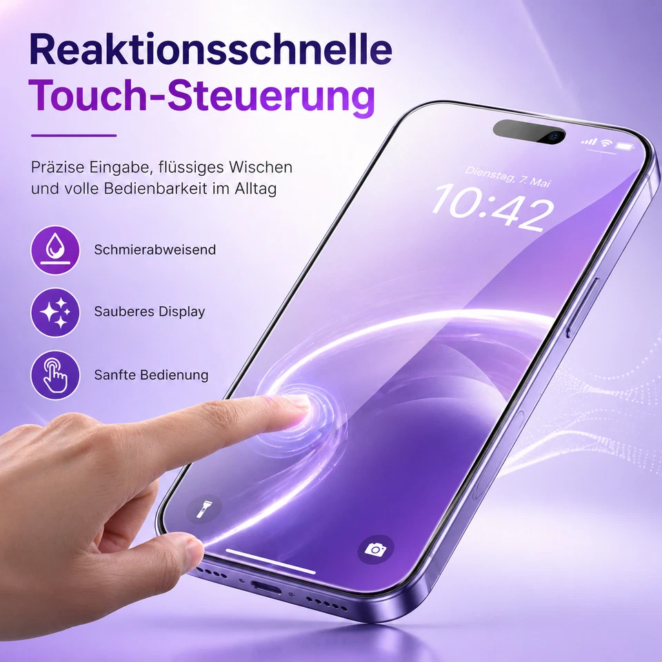 Panzerglas mit Schablone für iPhone – 9H Schutzglas